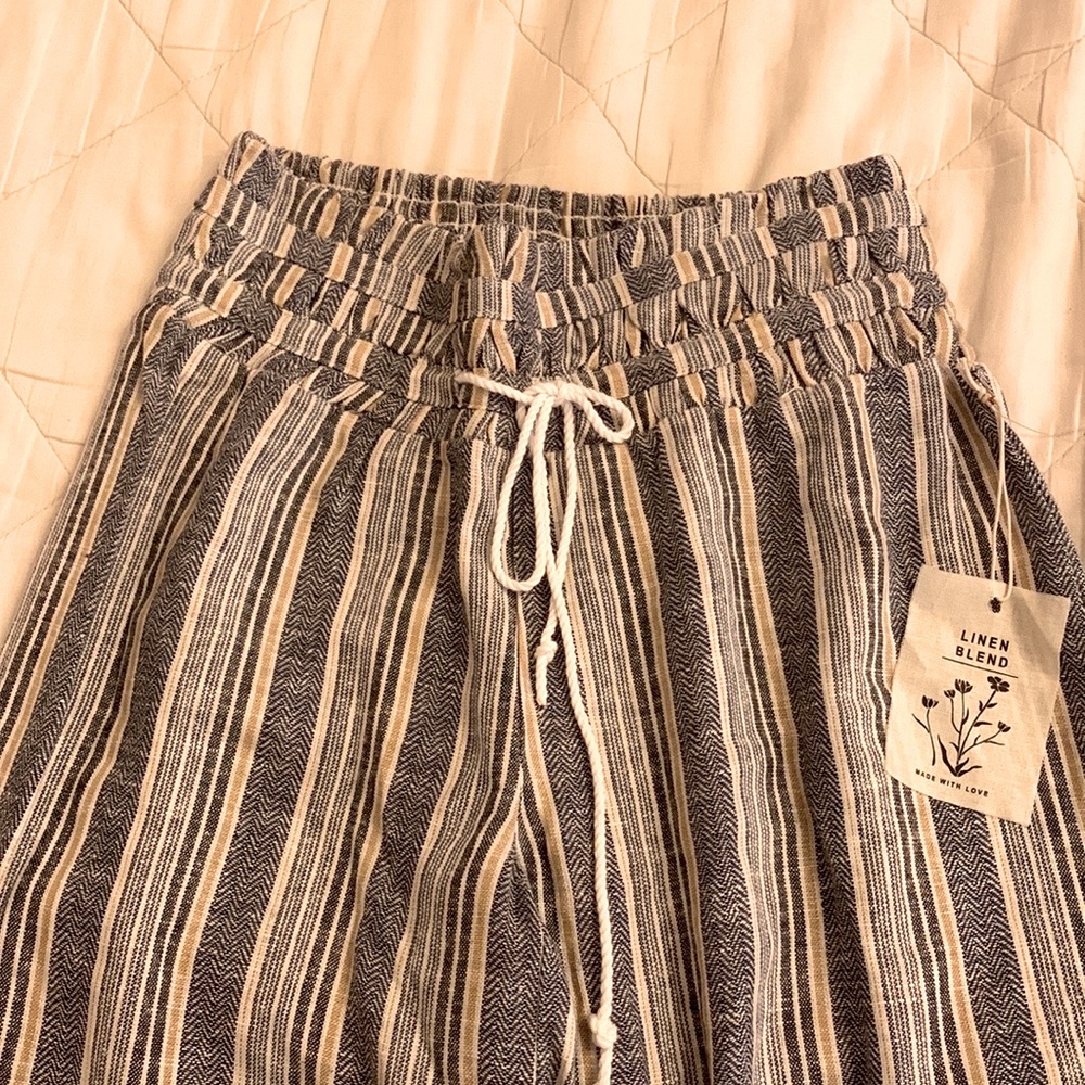 Indigo Rein blue and white stripped wide leg pants
